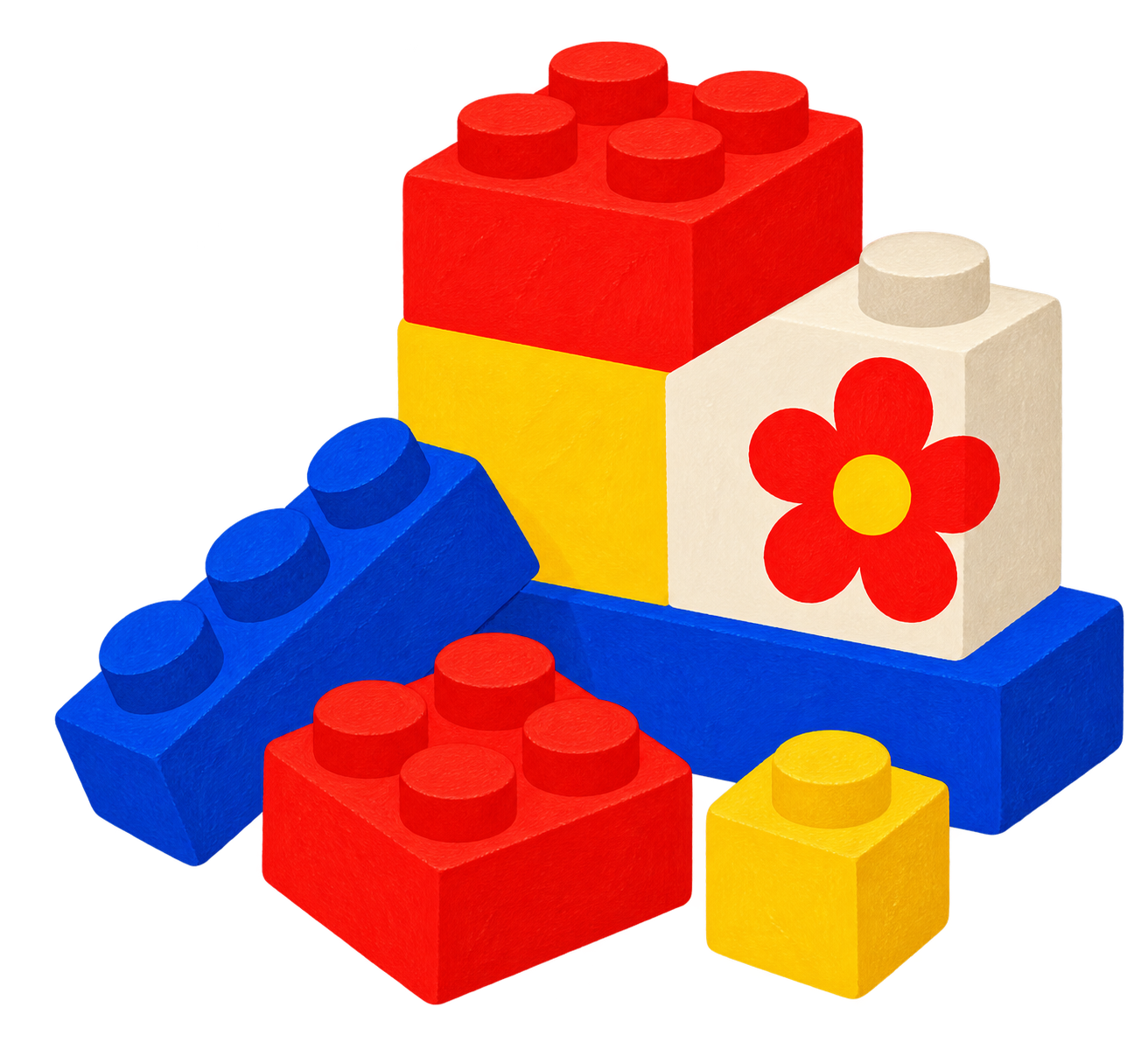 Colourful reusable building bricks arranged in a small stack